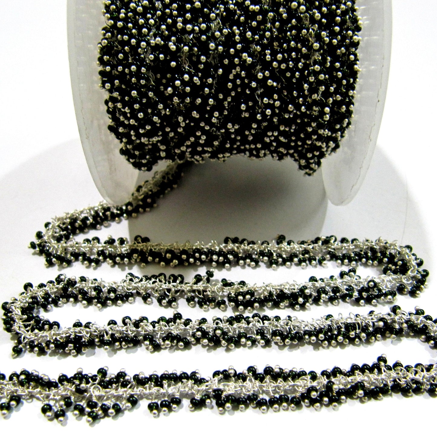 Black Spinel Rondelle Plain Smooth 2mm Beads Chain Grape Beaded Cluster Dangling Chain Wholesale Price Gemstone chain sold per foot