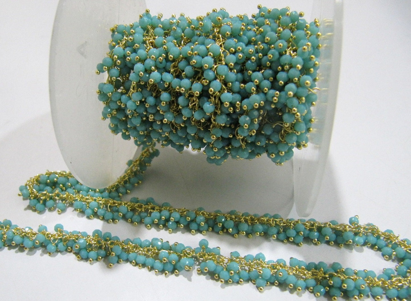 1- Foot Amazonite Grape Chain Rondelle 2mm Faceted Beaded Grape Cluster Chain Amazonite Bead Chain Wholesale Price gemstone chain