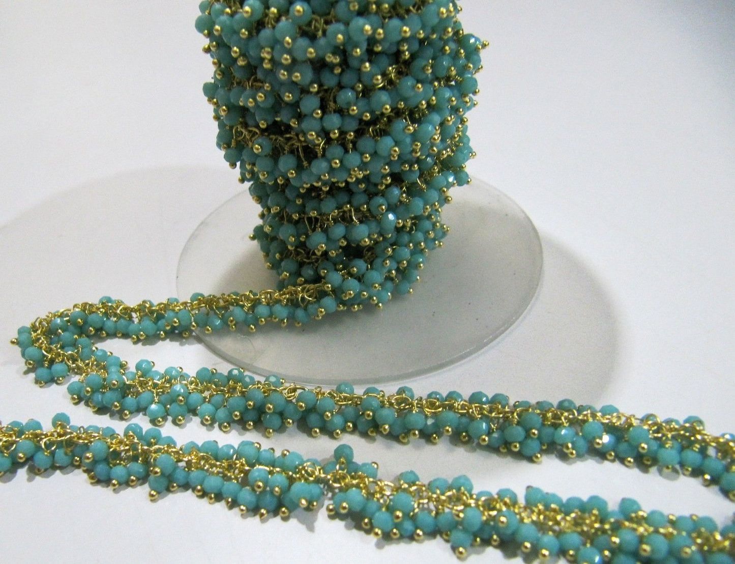 1- Foot Amazonite Grape Chain Rondelle 2mm Faceted Beaded Grape Cluster Chain Amazonite Bead Chain Wholesale Price gemstone chain