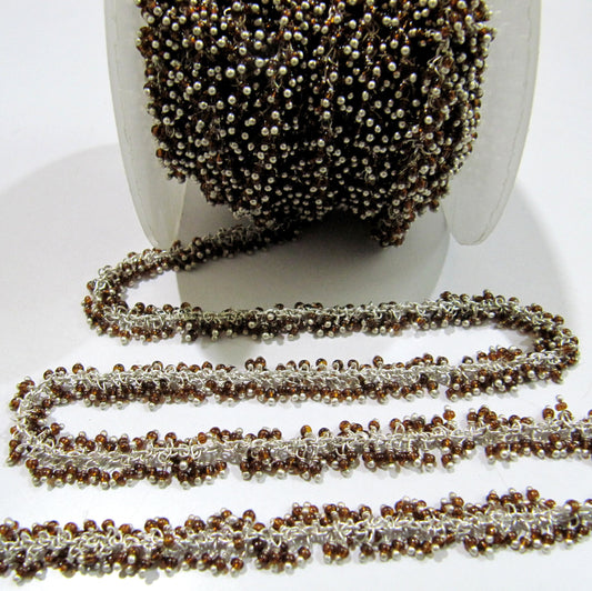 1 Ft- Hessonite Hydro Quartz Dangling Rondelle Plain Smooth Size 2mm Grape  Smooth Quartz Beaded Cluster Chain Wholesale Price