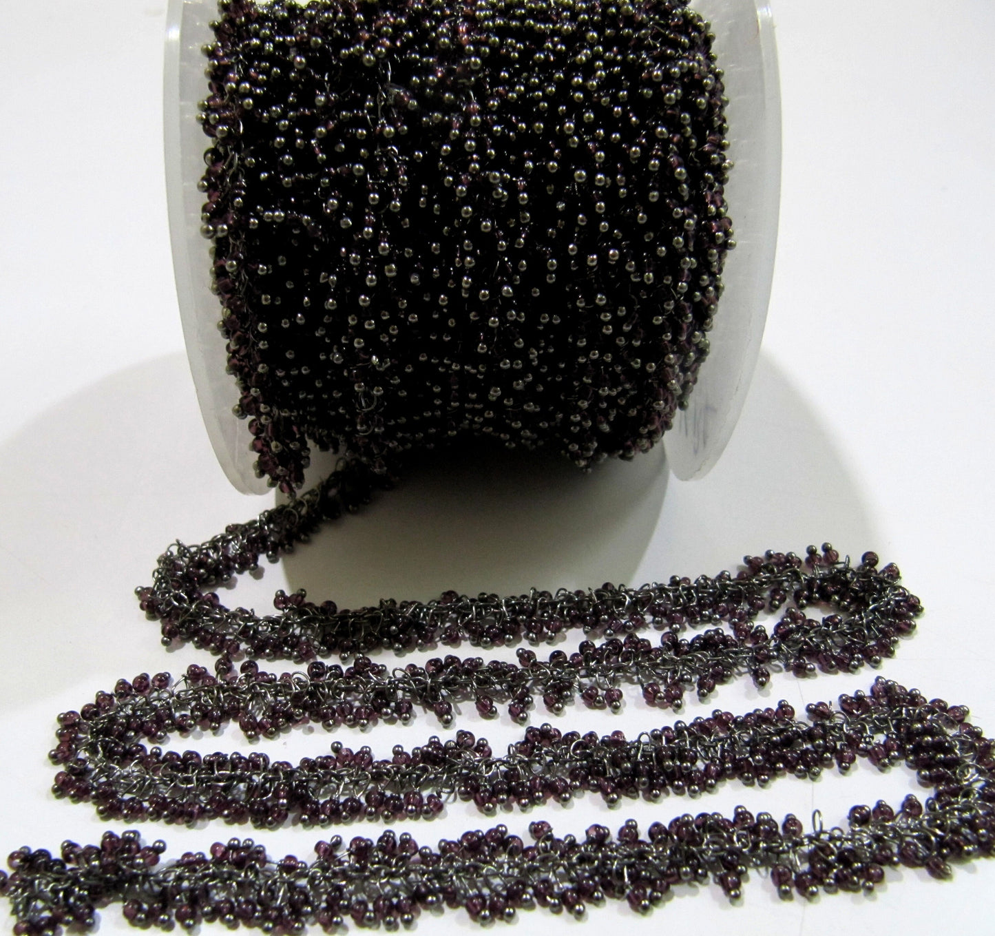 Amethyst Hydro Quartz Rondelle Plain Smooth Crystal  2mm Beads chain Grape Beaded Cluster Dangling Chain sold per foot