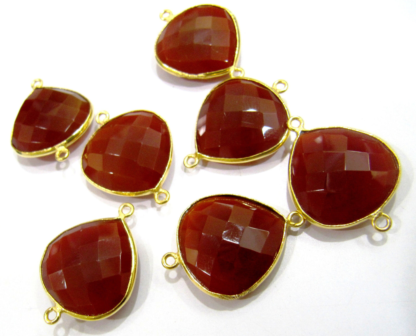 Red Onyx Heart Shape 20mm Briolette Connectors Onxy  Double Loop Bezel charm Top Quality Wholesale Price Jewelry sold per piece