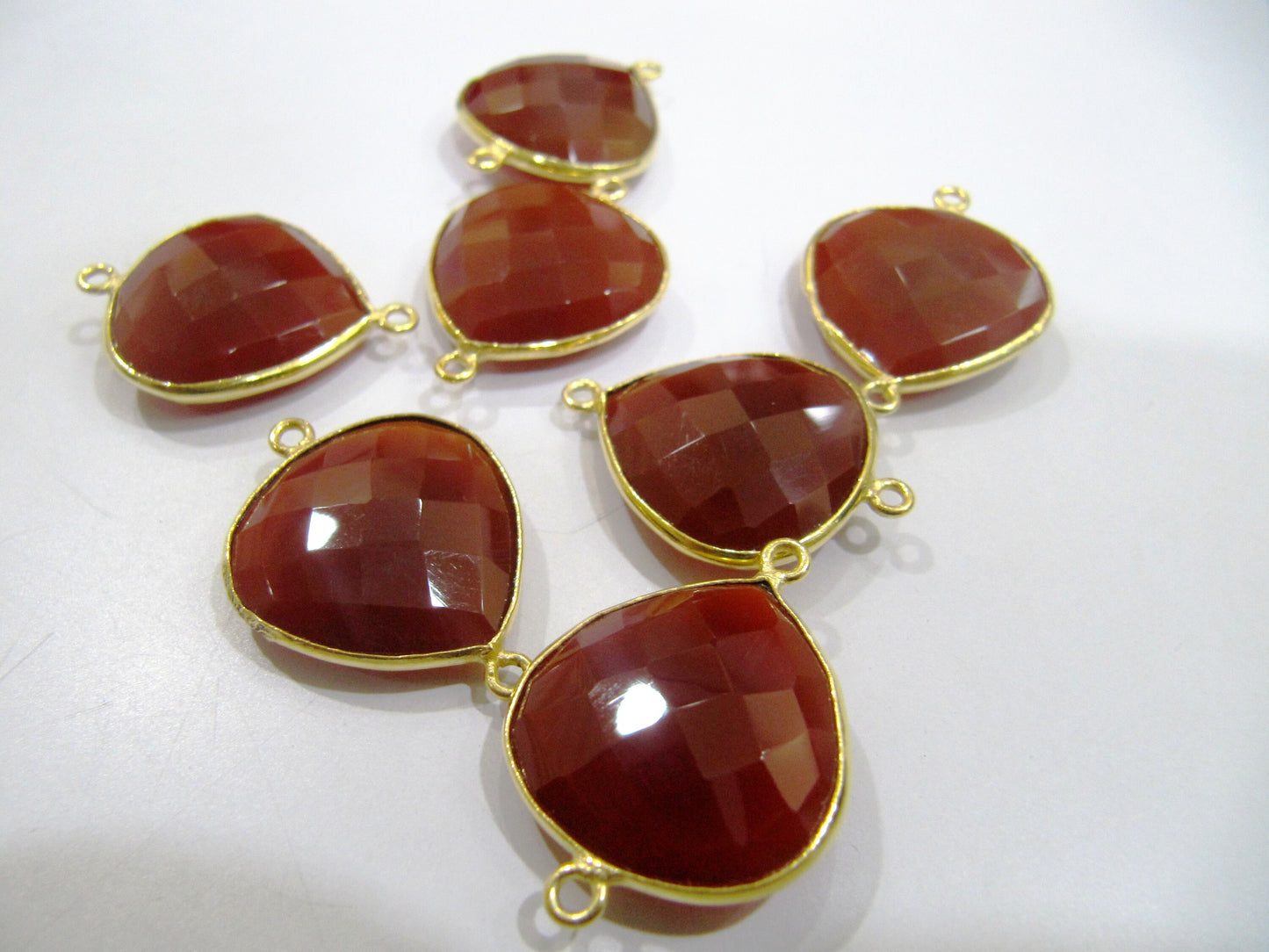 Red Onyx Heart Shape 20mm Briolette Connectors Onxy  Double Loop Bezel charm Top Quality Wholesale Price Jewelry sold per piece