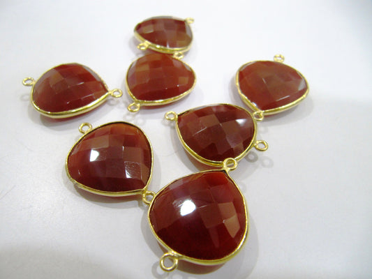 Red Onyx Heart Shape 20mm Briolette Connectors Onxy  Double Loop Bezel charm Top Quality Wholesale Price Jewelry sold per piece
