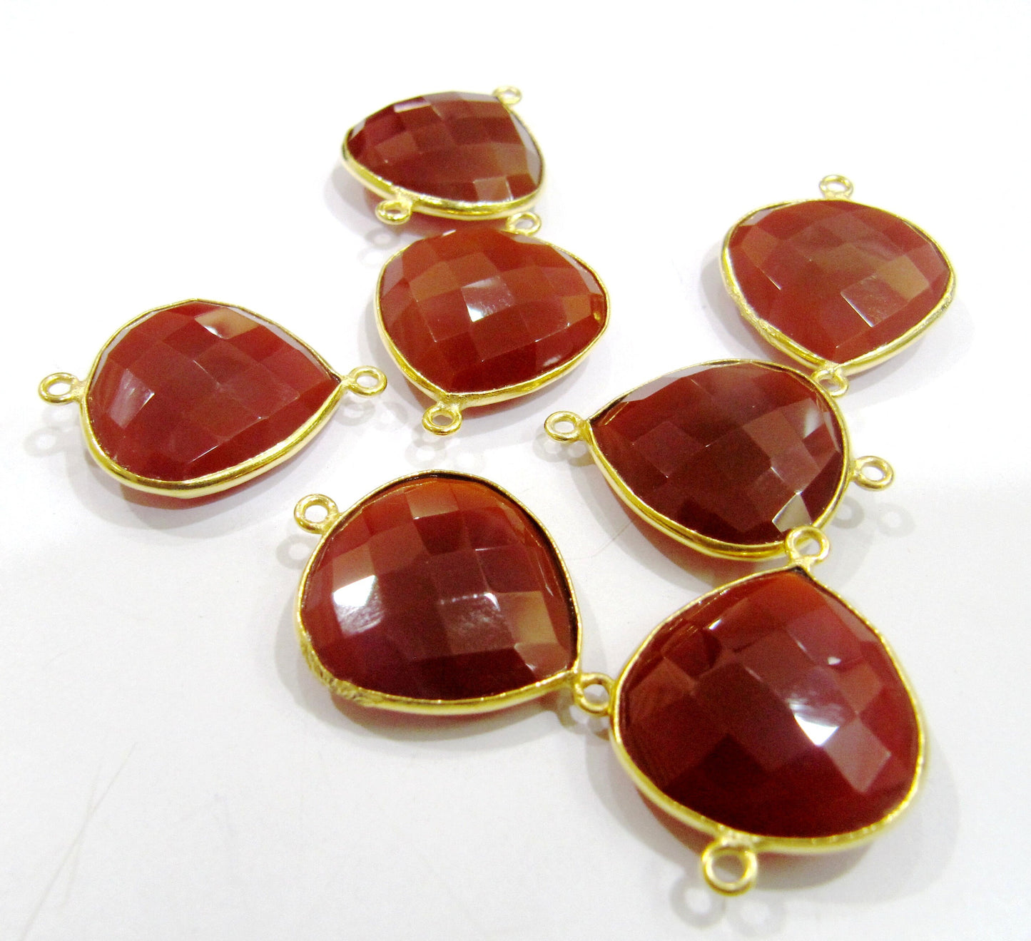 Red Onyx Heart Shape 20mm Briolette Connectors Onxy  Double Loop Bezel charm Top Quality Wholesale Price Jewelry sold per piece