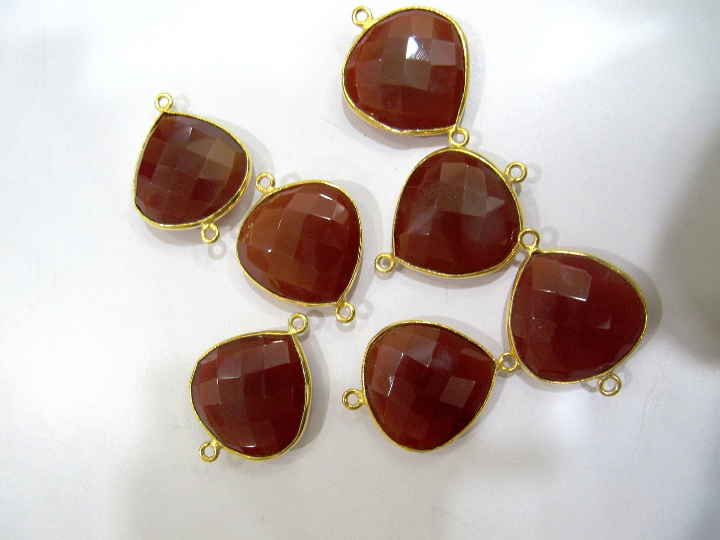 Red Onyx Heart Shape 20mm Briolette Connectors Onxy  Double Loop Bezel charm Top Quality Wholesale Price Jewelry sold per piece
