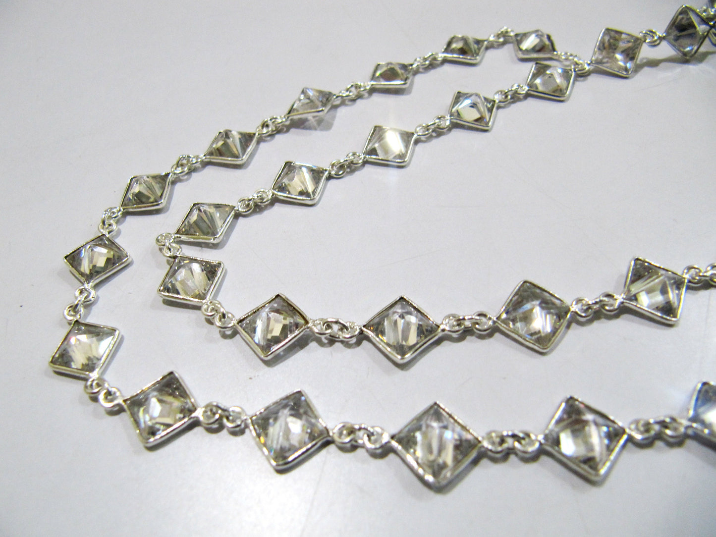 AAA Cubic Zirconia Briolette Square Shape 8mm  Bezel Connector Chain Top Quality Wholesale Price Jewelry making chain sold per foot
