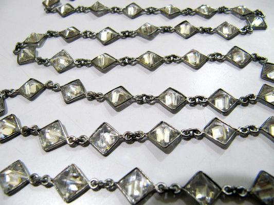 AAA Cubic Zirconia Briolette Square Shape 8mm  Bezel Connector Chain Top Quality Wholesale Price Jewelry making chain sold per foot