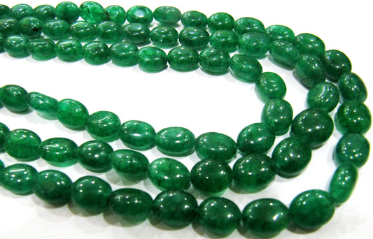 Natural Beryl Emerald Oval Plain Smooth Beads 6x9mm to 9x11mm Strand 8 inch long Beads Wholesale prices jewelry making gemstone Beads