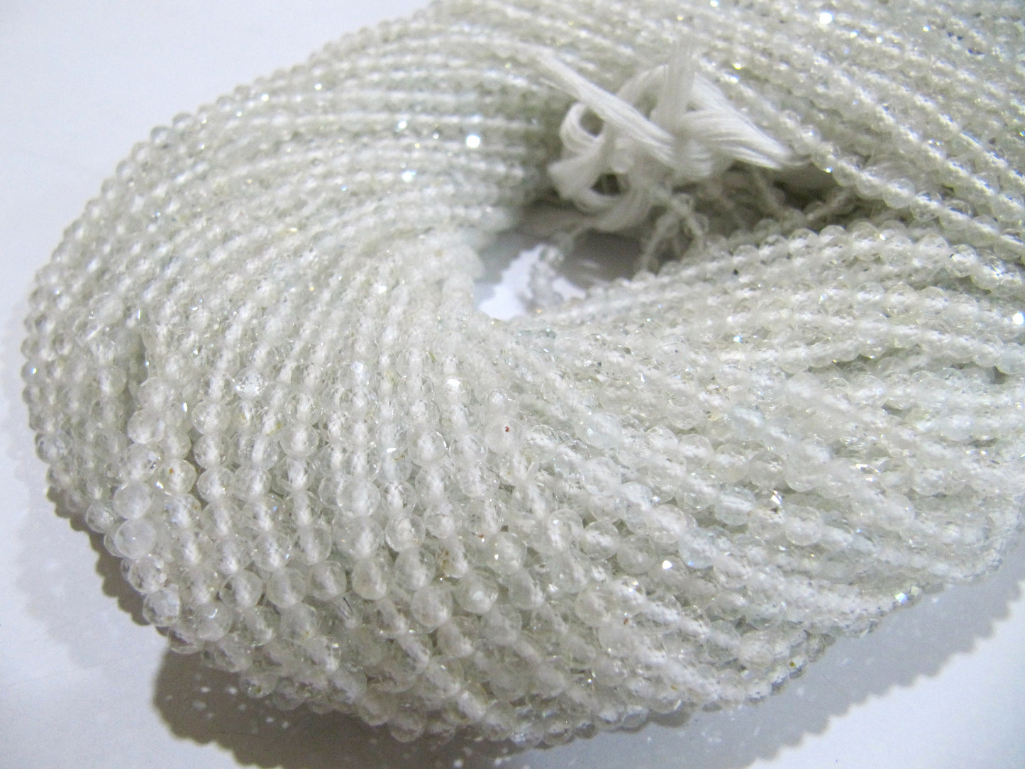 Natural White Topaz Rondelle Faceted Gemstone Beads 3mm Strand 13 inches long High Quality Wholesale Prices Jewelry making gemstone beads