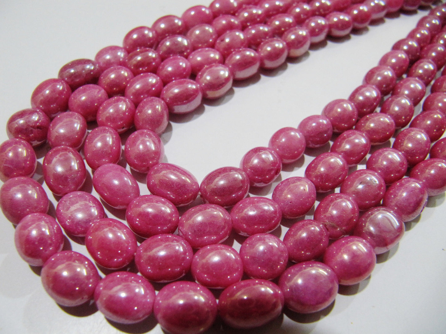Pink Quartz Oval Plain Smooth Beads 8 to 10mm Strand 8inch long Beads Wholesale prices jewelry making  Dyed Gemstone Quartz Beads