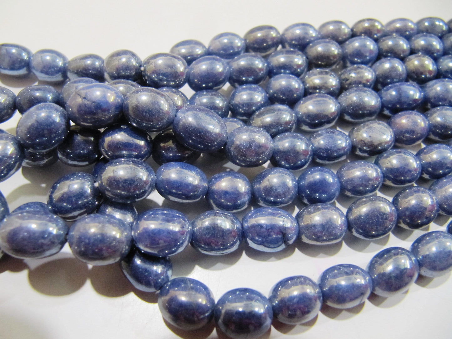 Blue Sapphire Dyed Quartz Oval Plain Smooth Beads 8 to 10mm Strand 8inch long Beads Wholesale price jewelry making Quartz Bead