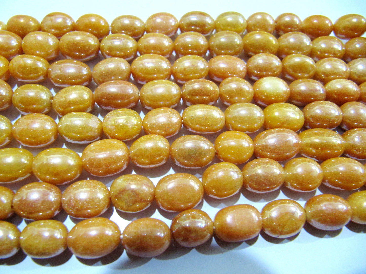 Mystic Coated Yellow Sapphire Dyed Quartz Oval Plain Smooth Beads 8to10mm Strand 8inch long Beads Wholesale price jewelry making Quartz Bead