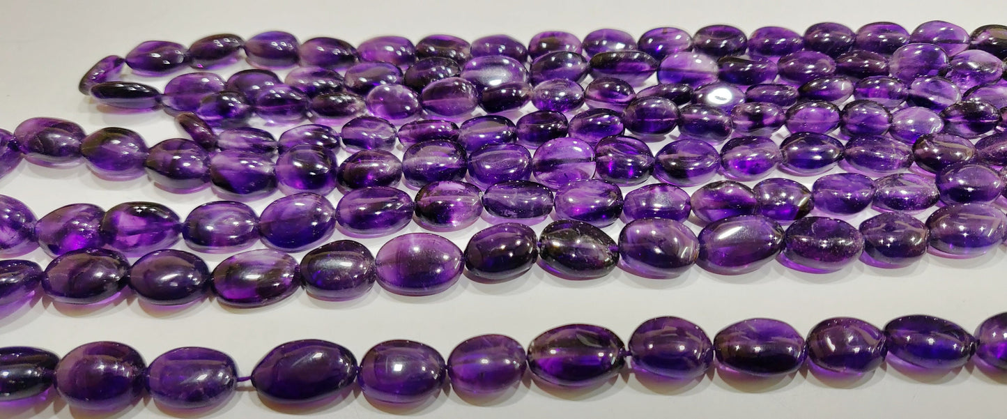 Natural African Amethyst Oval Plain Smooth Beads 8x10mm Strand 8 inch long Top Quality Beads Wholesale prices jewelry making gemstone Beads
