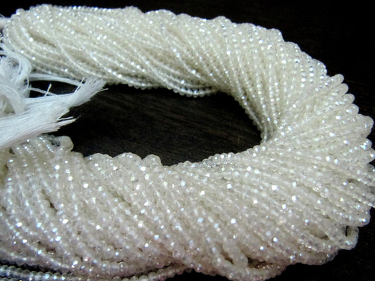 White Opal Mystic Coated Hydro Quartz Rondelle Faceted Beads 3mm Strand 13 inch long Wholesale prices Jewelry making gemstone  beads