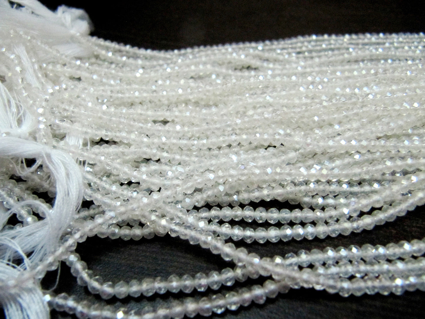 White Opal Mystic Coated Hydro Quartz Rondelle Faceted Beads 3mm Strand 13 inch long Wholesale prices Jewelry making gemstone  beads