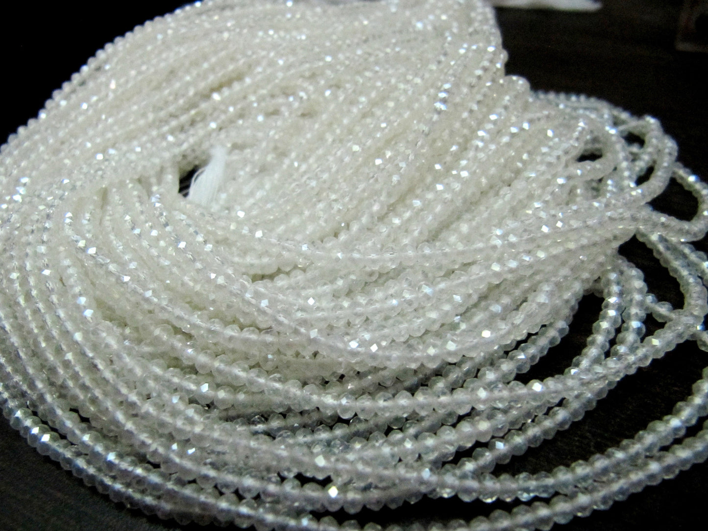 White Opal Mystic Coated Hydro Quartz Rondelle Faceted Beads 3mm Strand 13 inch long Wholesale prices Jewelry making gemstone  beads