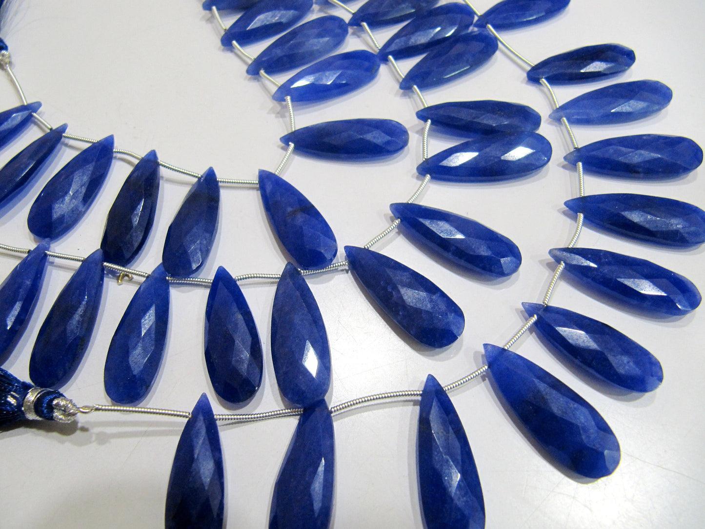 Blue Sapphire Long Pear Heart Shape Briolette  Faceted Beads Size 10x30mm  Long Sapphire Sold per strand  8 inches long