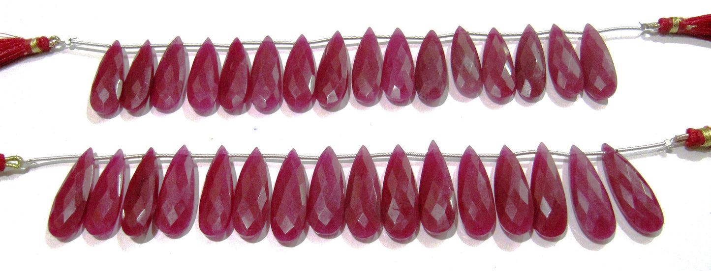 Ruby Long Pear Heart Shape Briolette  Faceted Beads Size 10x30mm  Long Sold per strand  8 inches long Jewelry Making Beads