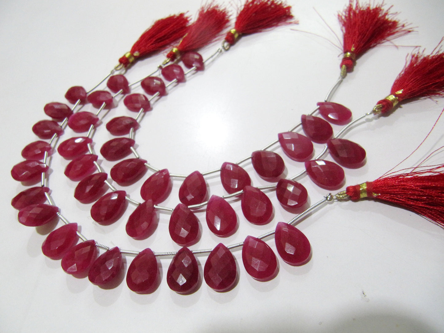 Ruby Pear Heart Shape Briolette  Faceted Beads Size 10x15mm Sold per strand  8 inches long Jewelry Making Gemstone  Beads