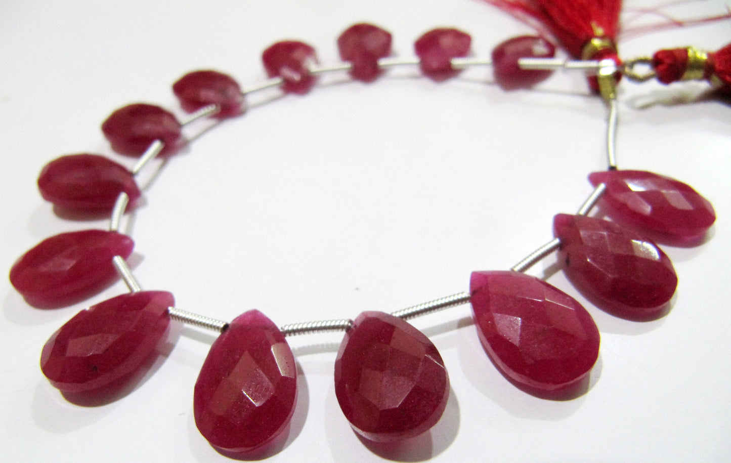 Ruby Pear Heart Shape Briolette  Faceted Beads Size 10x15mm Sold per strand  8 inches long Jewelry Making Gemstone  Beads