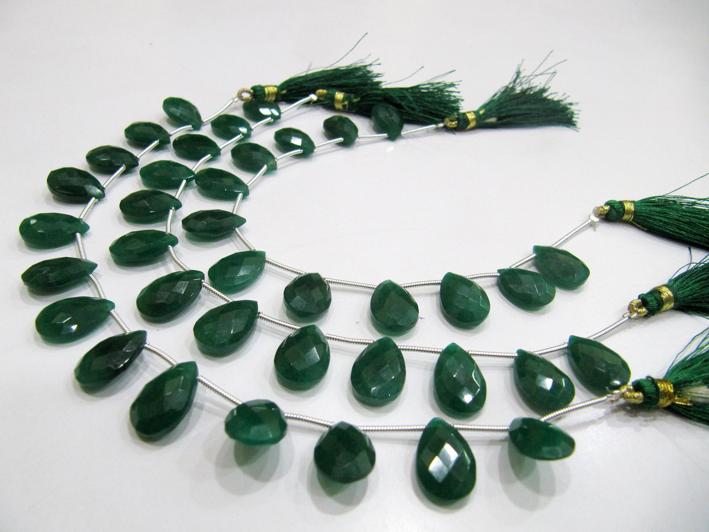 Emerald Pear Heart Shape Briolette Faceted Beads 10x15mm Sold per strand  8 inches long Jewelry Making Dyed Emerald Green Beads