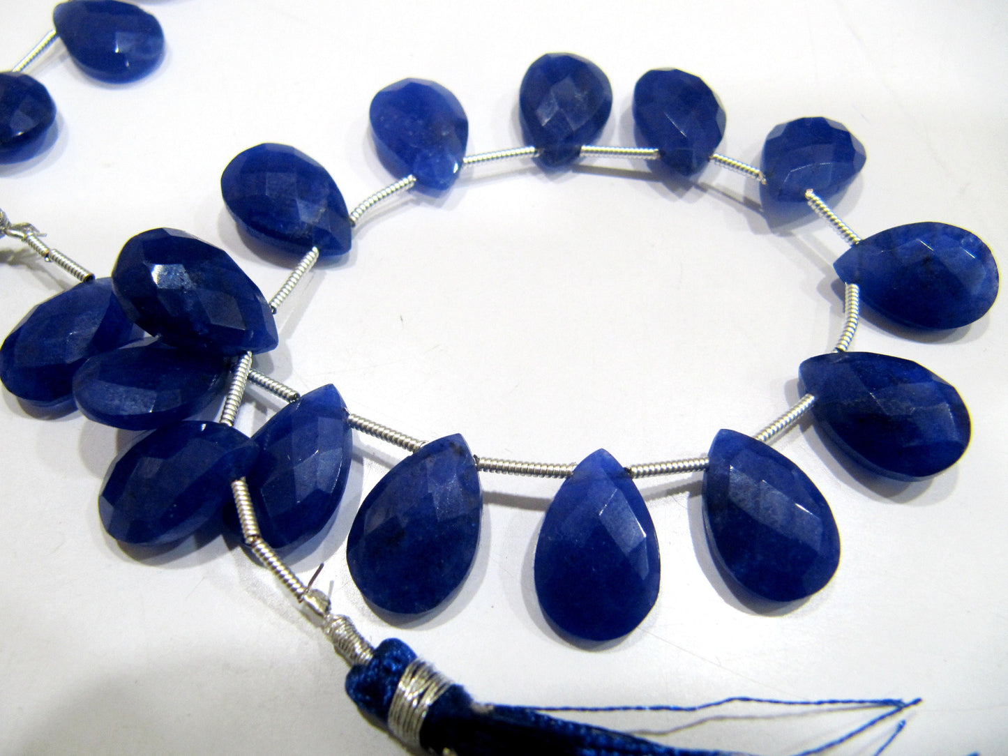 Blue Sapphire Pear Heart Shape Briolette  Faceted Beads Size 10x15mm Sold per strand  8 inches long Jewelry Making Gemstone Beads