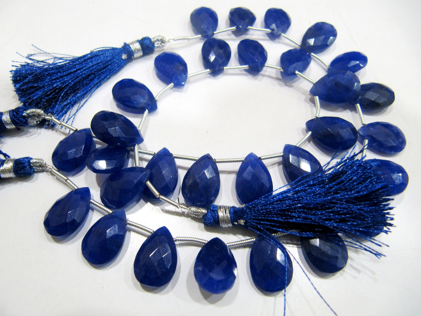Blue Sapphire Pear Heart Shape Briolette  Faceted Beads Size 10x15mm Sold per strand  8 inches long Jewelry Making Gemstone Beads