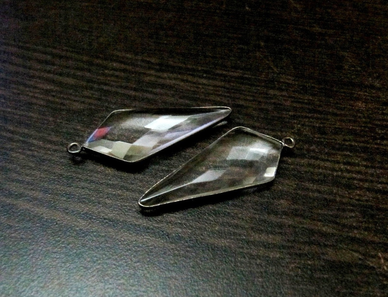 2 Pcs Clear Quartz Briolette Faceted 15x35mm Arrowhead Pendant Single Loop  Bezel Connector Top Quality Electroplated Connector