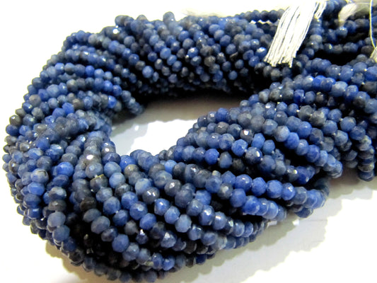 Natural Sodalite Rondelle Faceted 3-4 mm Beads  Strands 13 inch Long Top Quality Wholesale Price Jewelry making Gemstone Beads