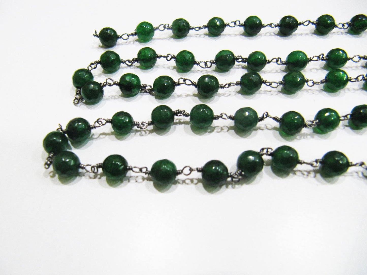 Natural Emerald Jade Round 6 mm Plain Rondelle Faceted Beads Rosary Chain Sold Per Foot High Quality Wholesale Prices Jewelry making Chain