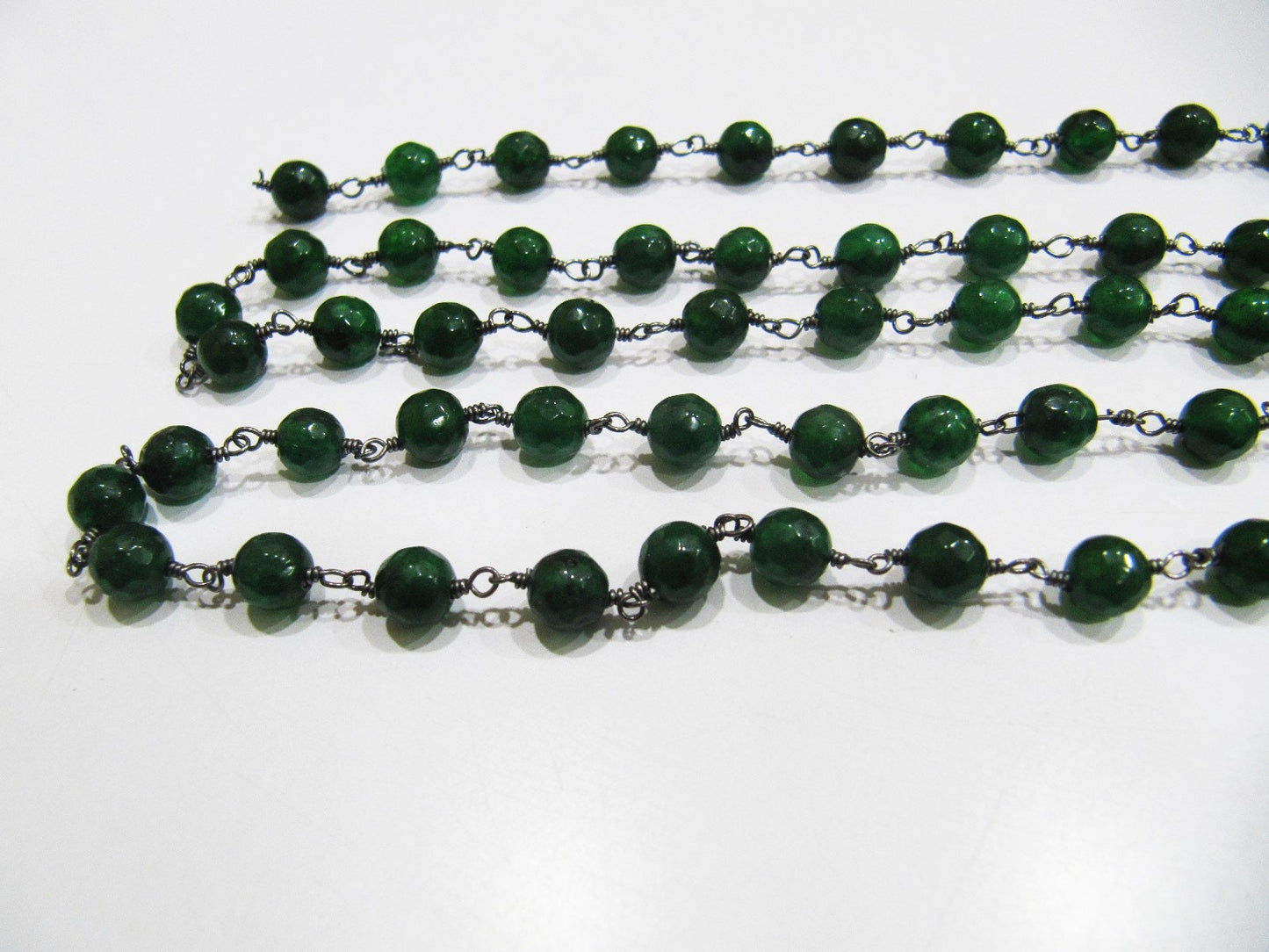 Natural Emerald Jade Round 6 mm Plain Rondelle Faceted Beads Rosary Chain Sold Per Foot High Quality Wholesale Prices Jewelry making Chain