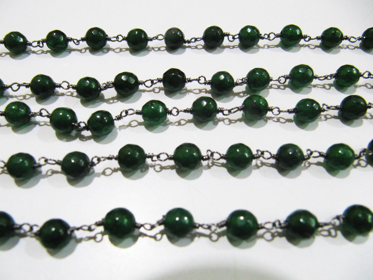 Natural Emerald Jade Round 6 mm Plain Rondelle Faceted Beads Rosary Chain Sold Per Foot High Quality Wholesale Prices Jewelry making Chain