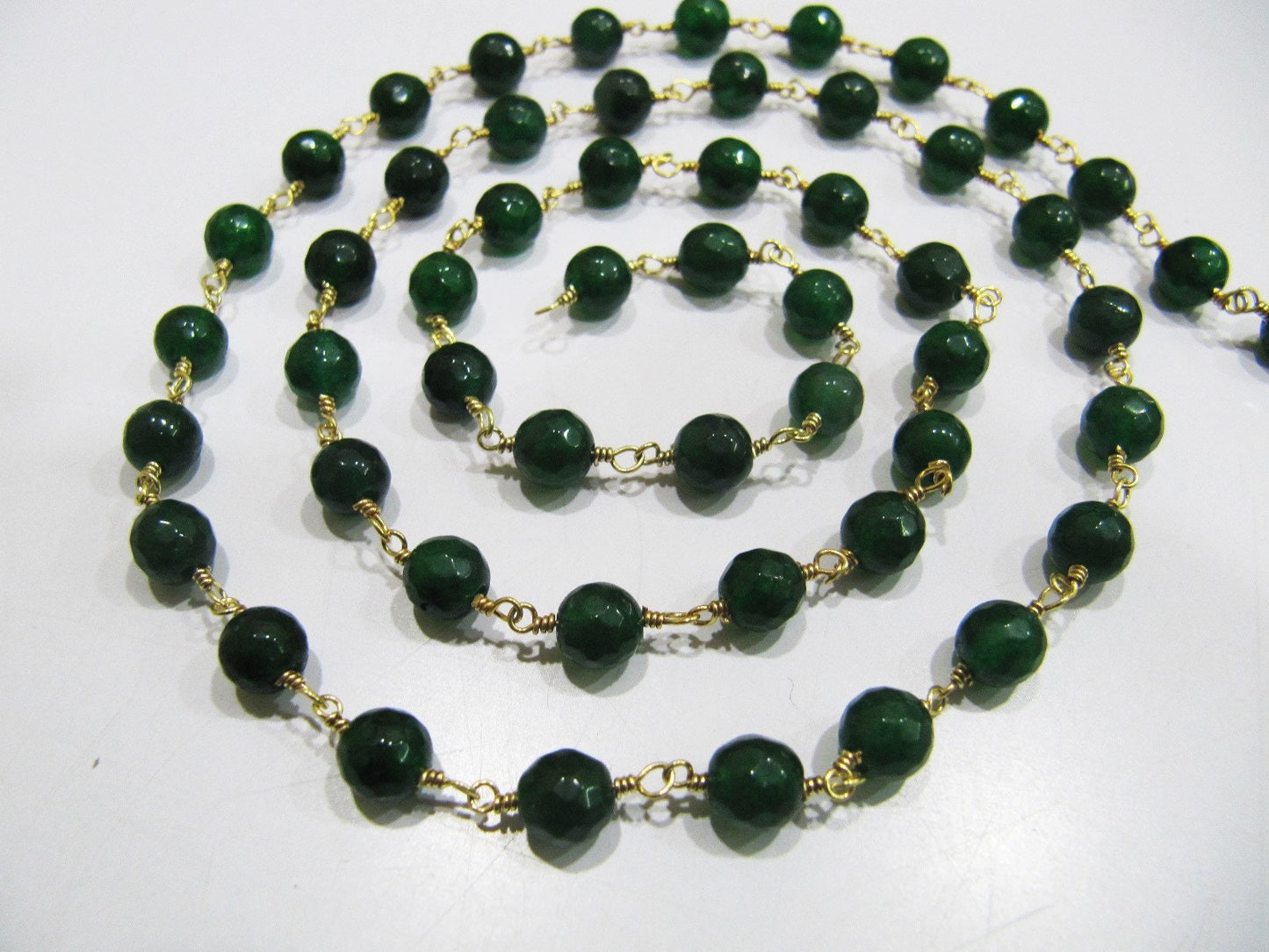 Natural Emerald Jade Round 6 mm Plain Rondelle Faceted Beads Rosary Chain Sold Per Foot High Quality Wholesale Prices Jewelry making Chain