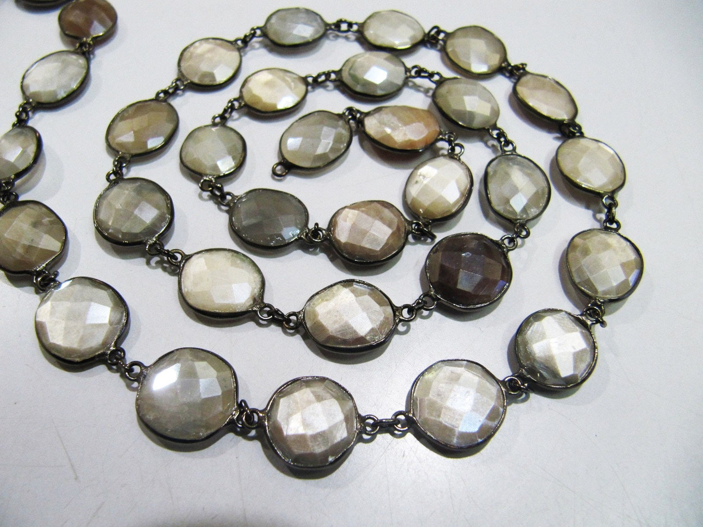 Natural Multi Moonstone AB Mystic Coated Nugget Briolette Connector Chain Uneven Free Shape  12 to 15mm  Plated Sold Per Foot High quality