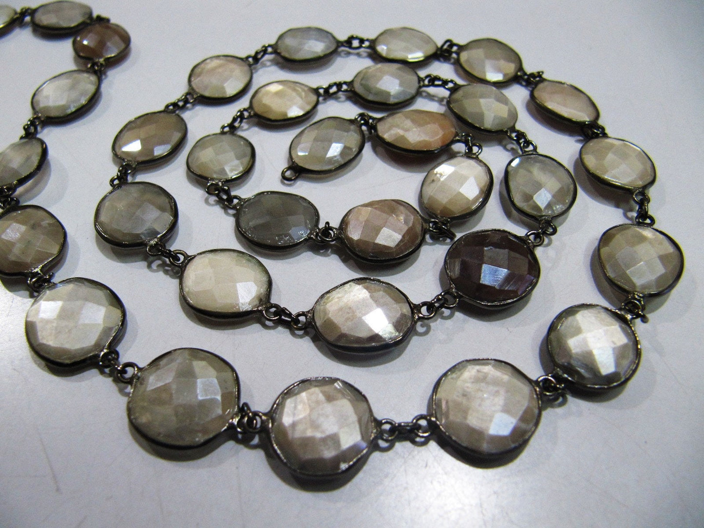 Natural Multi Moonstone AB Mystic Coated Nugget Briolette Connector Chain Uneven Free Shape  12 to 15mm  Plated Sold Per Foot High quality