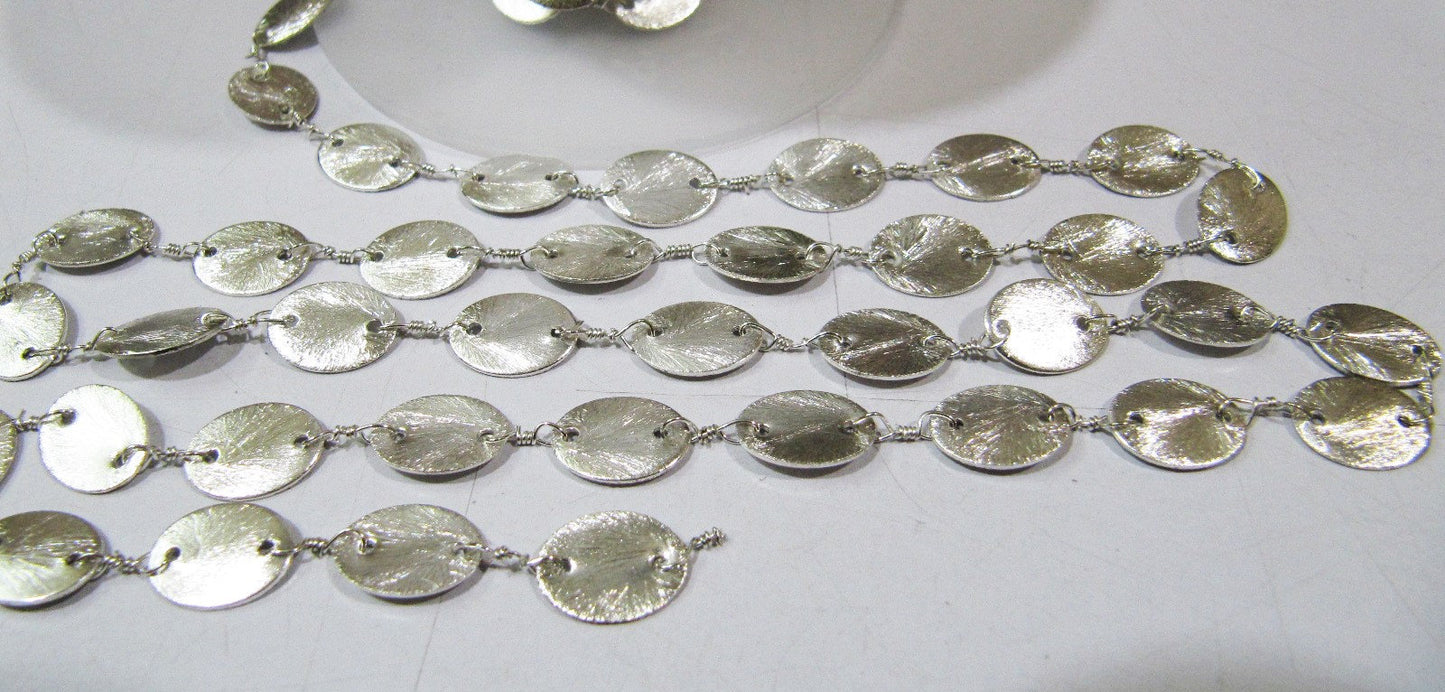 3 Feet Beautiful Metal Finding Rosary Chain,Hammered Round coin Shape Chain 10mm Connector Chain Sold Per Foot High Quality Wholesale Prices