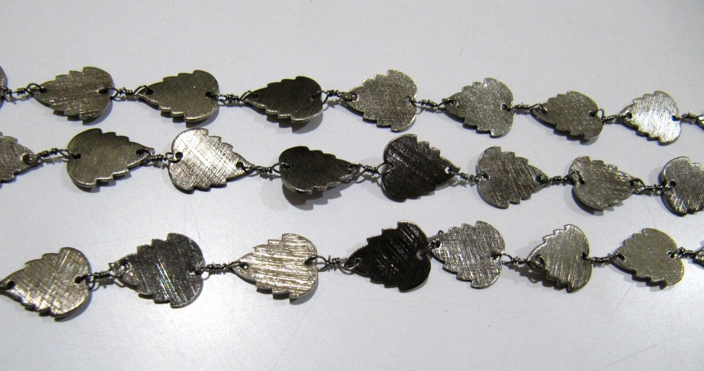 3 Feet Beautiful Metal Finding Rosary Chain,Hammered Leaf Shape Chain 10x13 mm Connector Chain Sold Per Foot High Quality Wholesale Prices