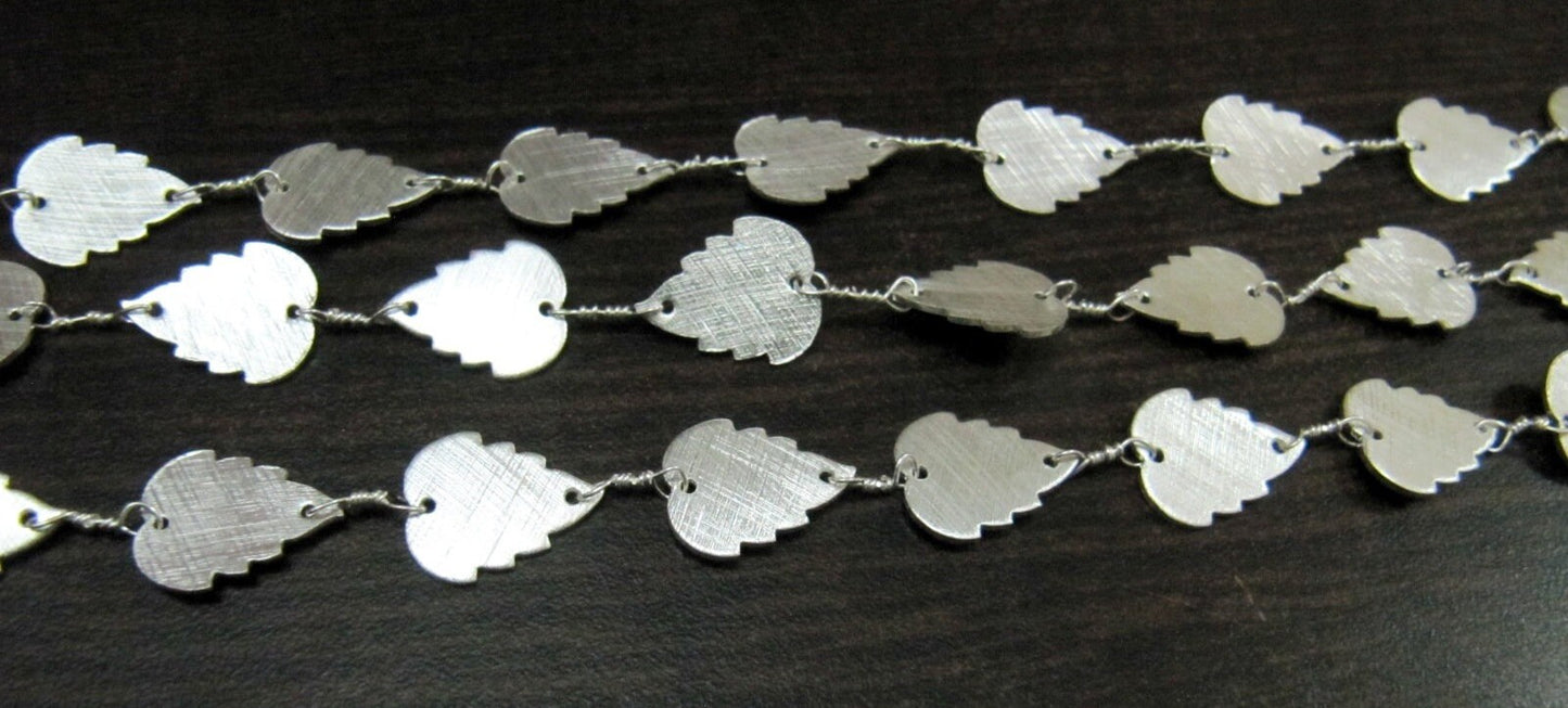 3 Feet Beautiful Metal Finding Rosary Chain,Hammered Leaf Shape Chain 10x13 mm Connector Chain Sold Per Foot High Quality Wholesale Prices
