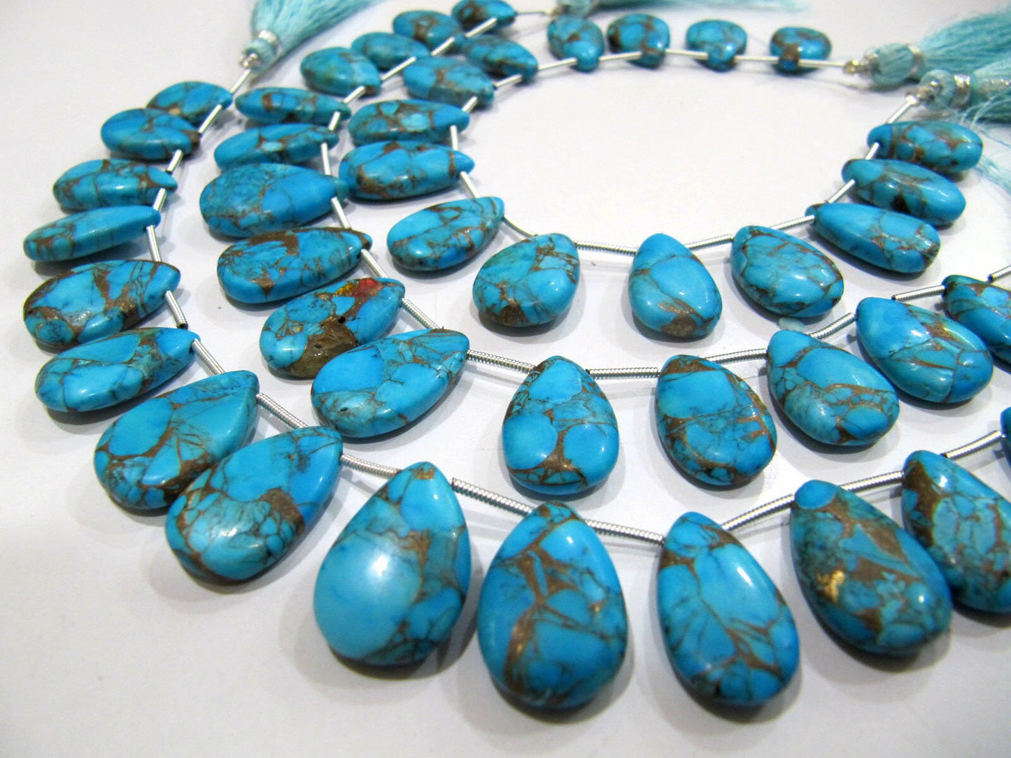 Sky Blue Oyster Turquoise Pear Shape Smooth Plain Size 10x16 To 12x20mm Sky Blue Color shaded Beads Strand 8 inches Long Sold Per Strand