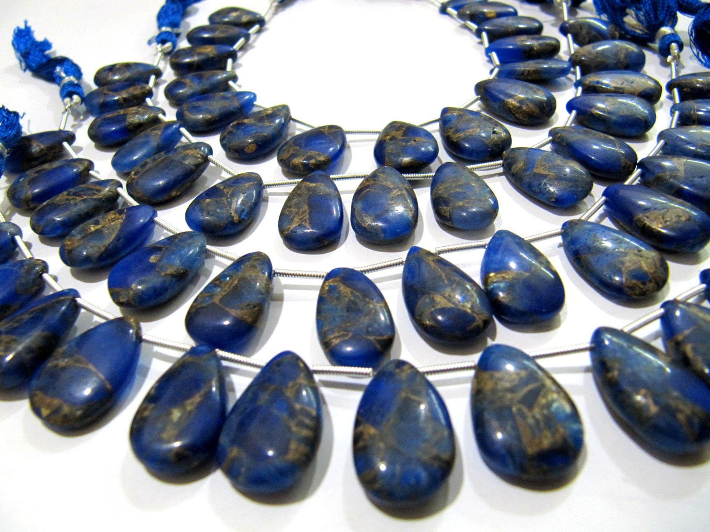 Blue Lapis Oyster Copper Turquoise Pear Shape Smooth Plain Size 10x16To12x20mm  Blue Color shaded Beads Strand 8 inches Long Sold Per Strand
