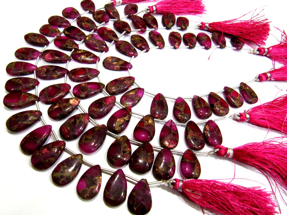 Pink Oyster Turquoise Pear Shape Smooth Plain Size 10x16 To 12x20mm Pink Color shaded Beads Strand 8 inches Long Sold Per Strand