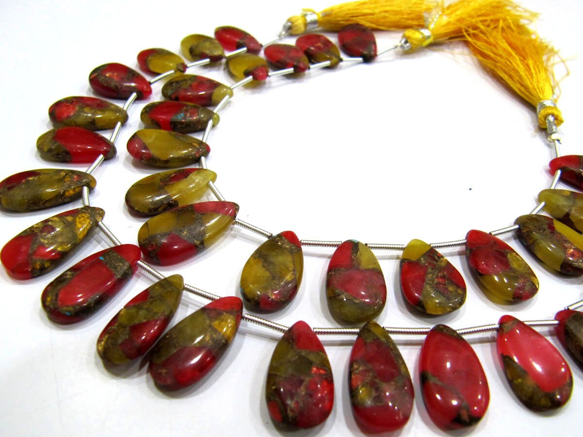 Multi Oyster Copper Turquoise Pear Shape Smooth Plain Size 10x16 To 12x20mm Multi Color shaded Beads Strand 8 inches Long Sold Per Strand