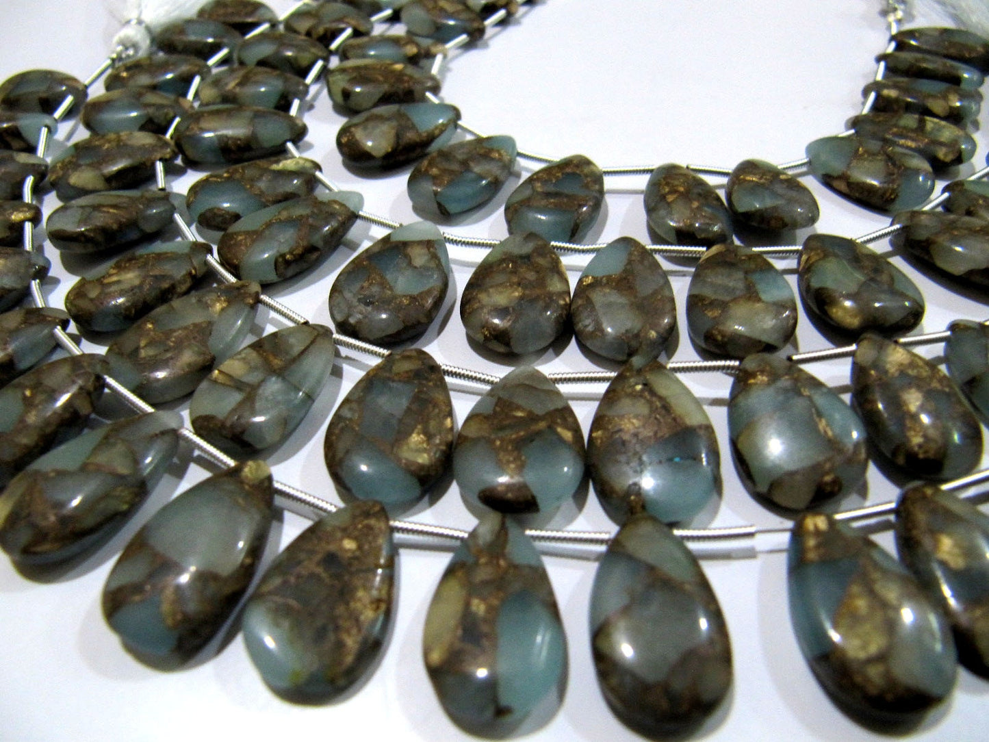 Grey Oyster Turquoise Pear Shape Smooth Plain Size 10x16 To 12x20mm Gray Color shaded Beads Strand 8 inches Long Sold Per Strand