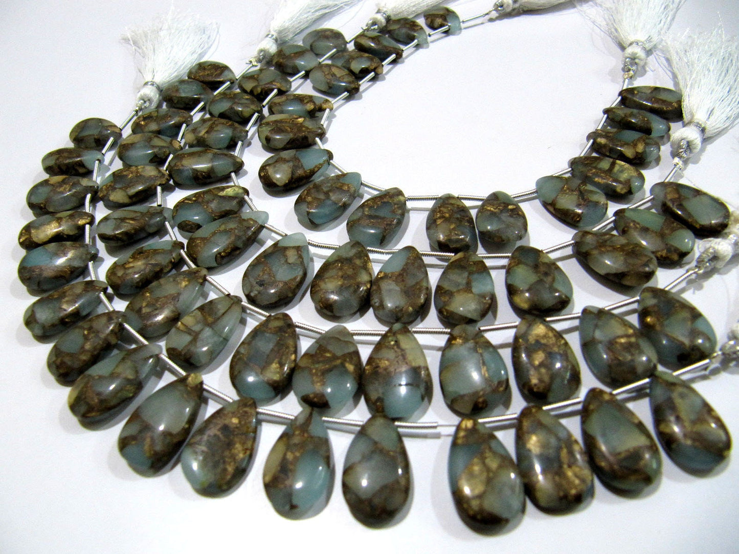 Grey Oyster Turquoise Pear Shape Smooth Plain Size 10x16 To 12x20mm Gray Color shaded Beads Strand 8 inches Long Sold Per Strand