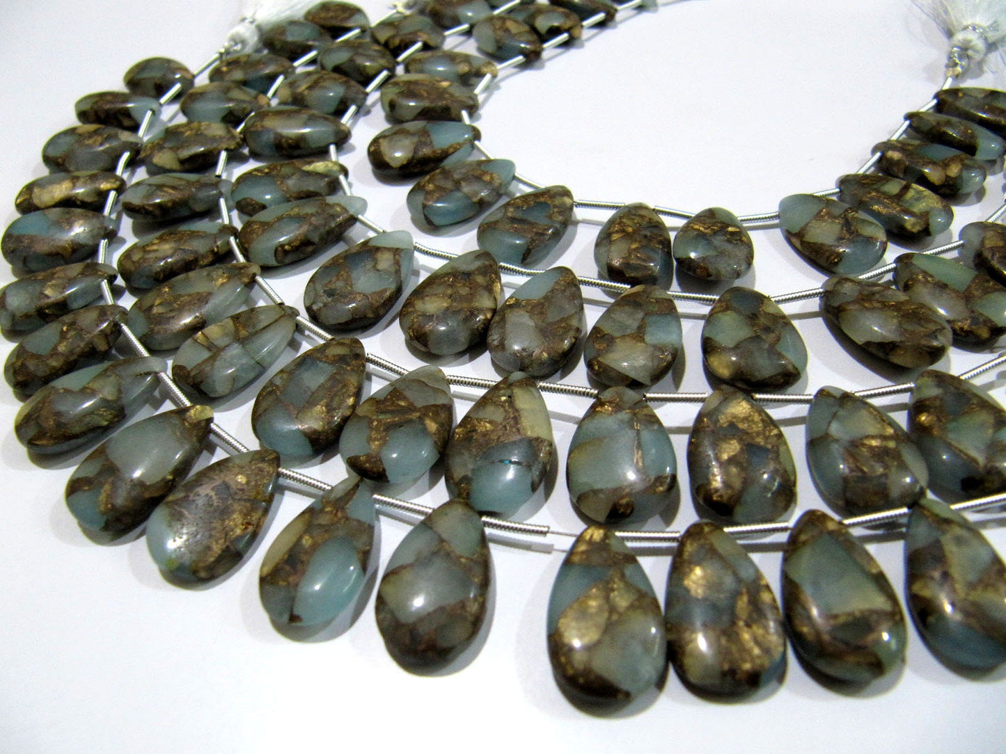 Grey Oyster Turquoise Pear Shape Smooth Plain Size 10x16 To 12x20mm Gray Color shaded Beads Strand 8 inches Long Sold Per Strand