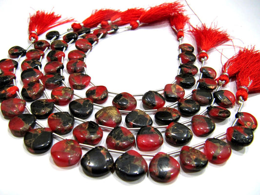 Natural Oyster Turquoise Heart Shape Smooth Plain 12mm Red Color Copper Turquoise Beads Strand 8 inch Long Sold Per Strand Wholesale Price