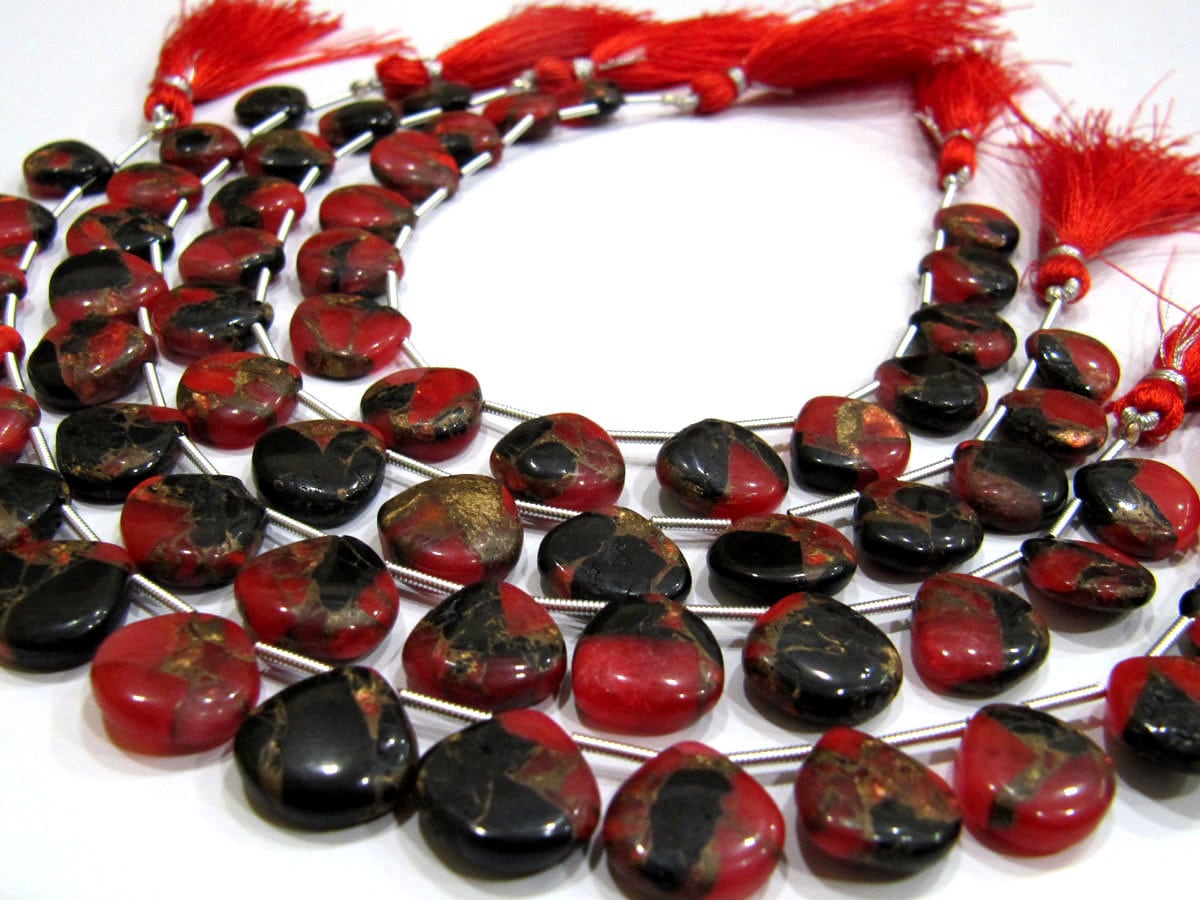 Natural Oyster Turquoise Heart Shape Smooth Plain 12mm Red Color Copper Turquoise Beads Strand 8 inch Long Sold Per Strand Wholesale Price