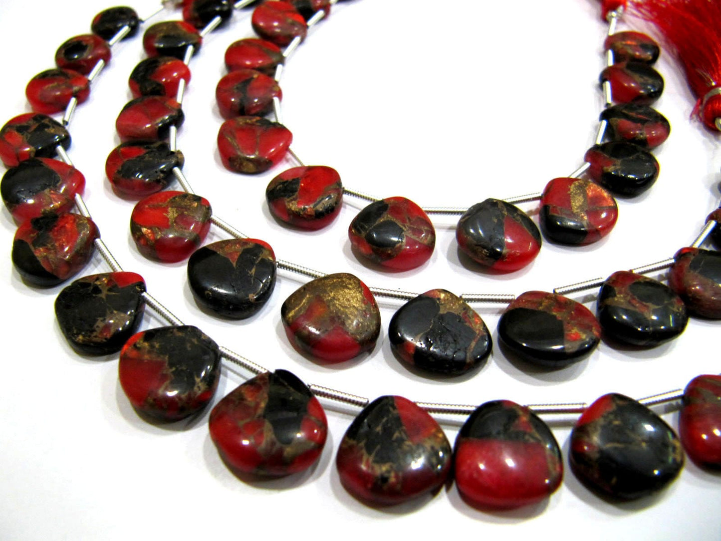 Natural Oyster Turquoise Heart Shape Smooth Plain 12mm Red Color Copper Turquoise Beads Strand 8 inch Long Sold Per Strand Wholesale Price