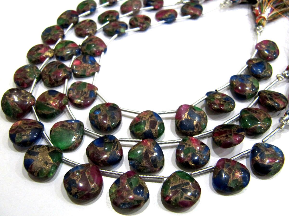 Multi Color Oyster Turquoise Heart Shape Smooth Plain Size 12mm Multi Color shaded Beads Strand 8 inch Long Sold Per Strand Wholesale Price